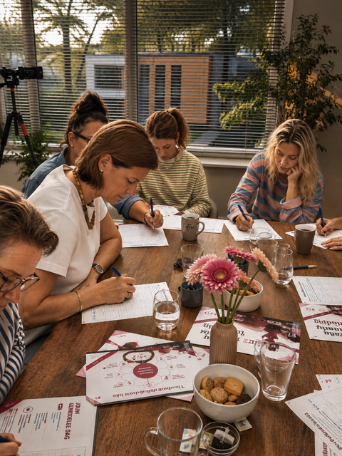 Groepstraining aan tafel tijdens een kennissessie